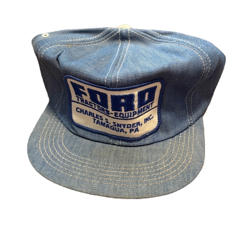 Vintage Ford Tractors Patch Denim Hat SnapBack Tamaqua Pennsylvania Blue